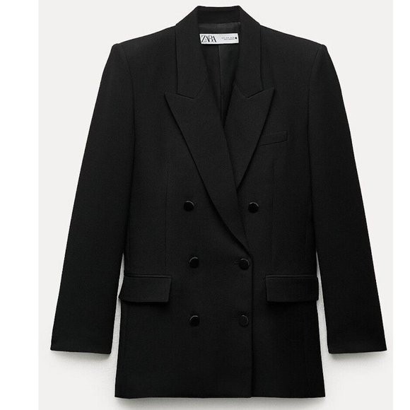 BLOGGER'S FAVE! Zara Straight Cut Double Breasted Blazer Black NWT Sz XS… - Picture 8 of 10